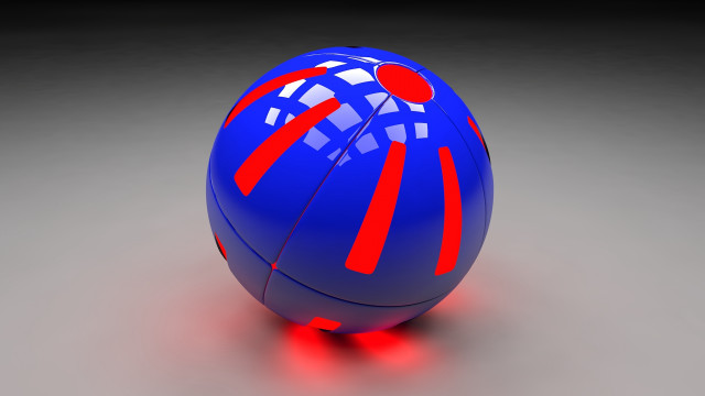 Blue ball red lines gray free wallpaper - medium preview image