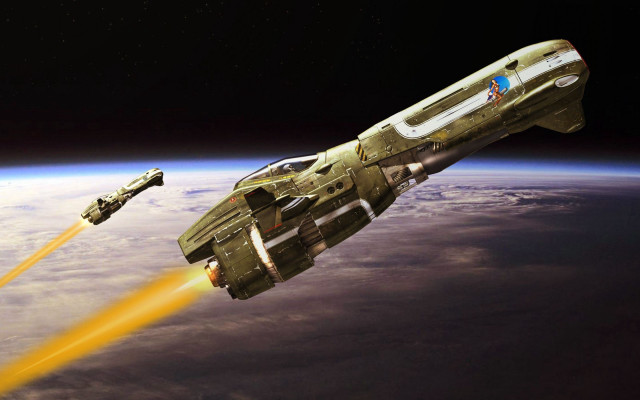 Space station earth laser rocket free wallpaper - medium preview image
