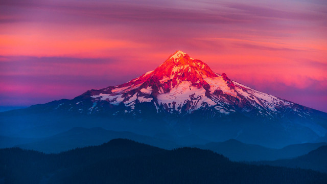 Mountain sunset pink clouds mystical free wallpaper - medium preview image
