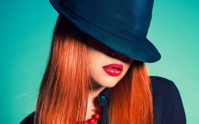 Red hair hat necklace fashion free wallpaper - medium preview image