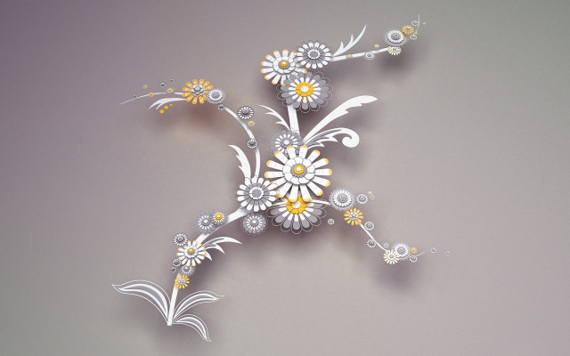 Clock flower design white yellow free wallpaper - medium preview image
