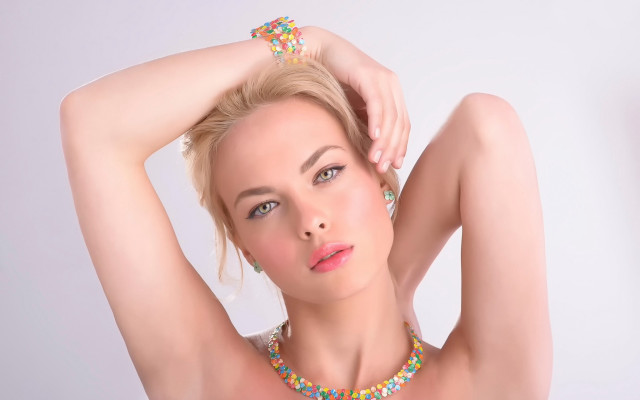 Woman necklace bracelet blonde beads free wallpaper - medium preview image