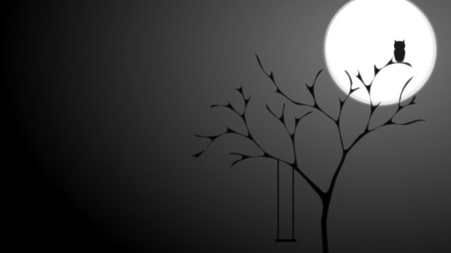 Black white tree cat full free wallpaper - medium preview image