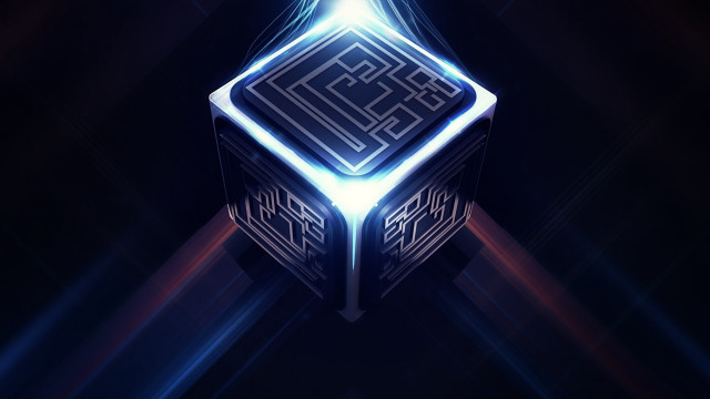 Blue white cube light center free wallpaper - medium preview image