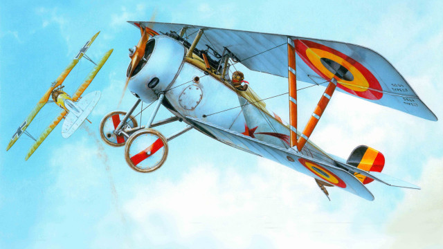 Biplane pilot cloud airbrush precisionism free wallpaper - medium preview image