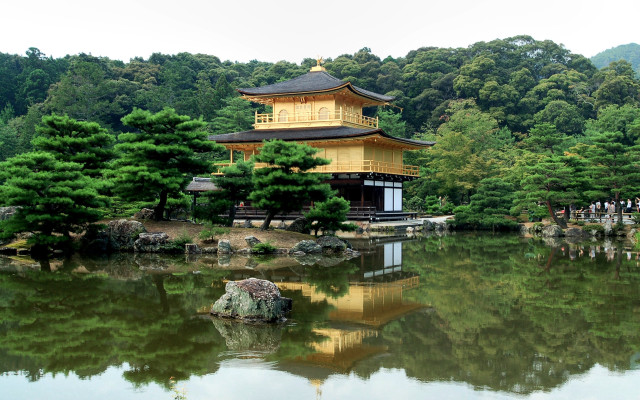 Pagoda island pond bridge kyoto free wallpaper - medium preview image