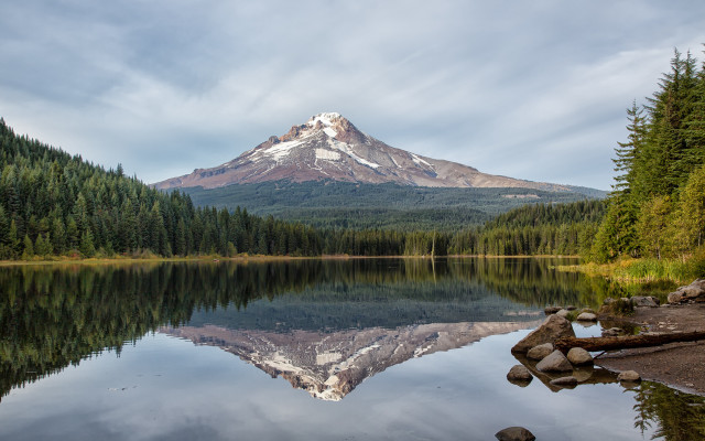 Mountain reflection lake forest sky #4 free wallpaper - medium preview image