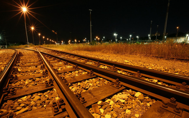 Train light night autumn city free wallpaper - medium preview image