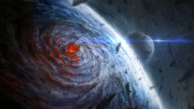 Red blue swirl black hole free wallpaper - medium preview image
