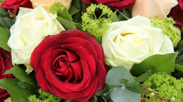Roses bouquet puzzle flower leaves free wallpaper - medium preview image