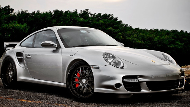 Silver sports car forest parking free wallpaper - medium preview image