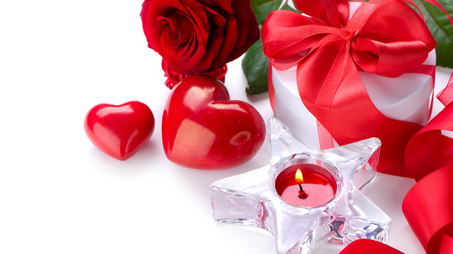Red rose candle star ribbon free wallpaper - medium preview image