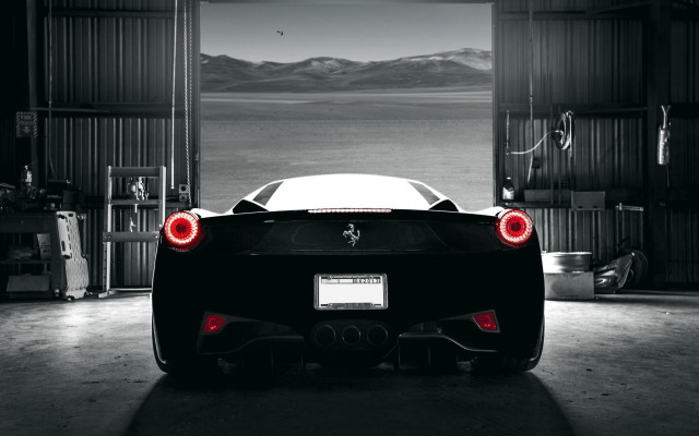 Ferrari garage ocean mountains dream free wallpaper - medium preview image