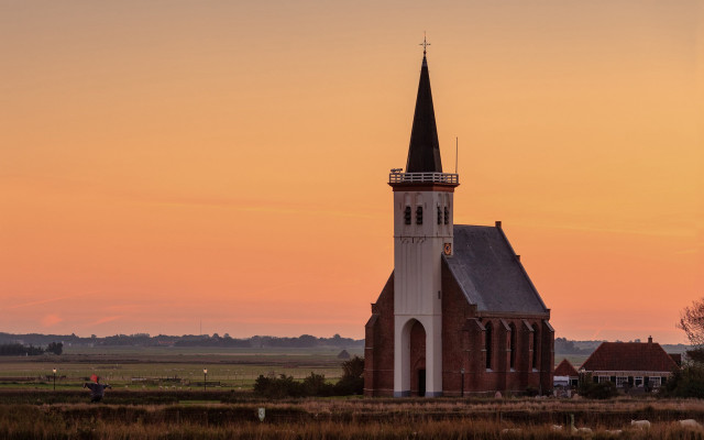 Church steeple clock tower sunset free wallpaper - medium preview image