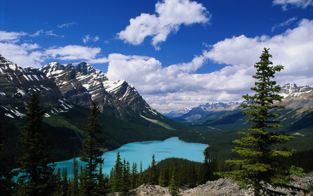 Lake mountains trees cloudy sky #28 free wallpaper - medium preview image