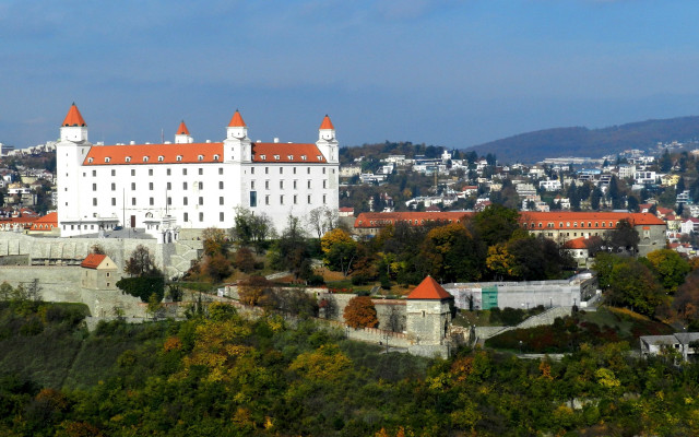 Large white building hillside trees free wallpaper - medium preview image