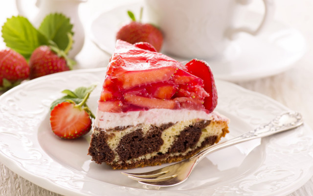 Strawberry cake plate tea rococo free wallpaper - medium preview image