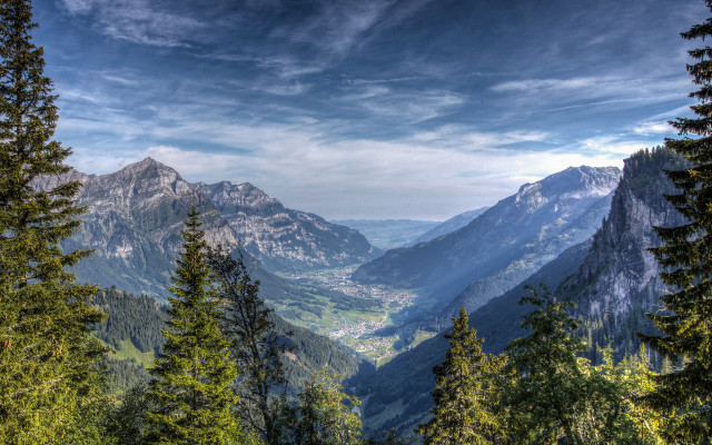 Mountain range forest lake sky #5 free wallpaper - medium preview image