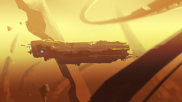 Futuristic vehicle yellow sky glow free wallpaper - medium preview image