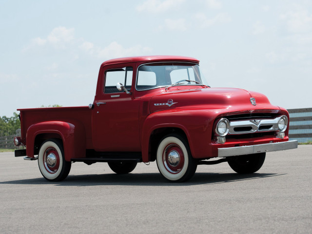 Red truck parking lot building free wallpaper - medium preview image