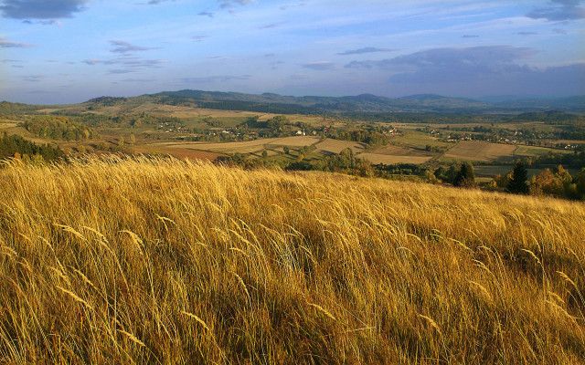 Field valley hills mountain sky free wallpaper - medium preview image