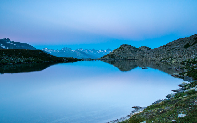 Lake mountains grass sky clouds #6 free wallpaper - medium preview image