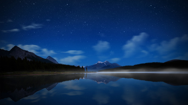 Lake mountain night star clouds free wallpaper - medium preview image