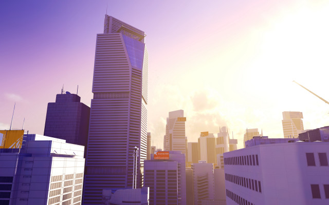 City skyline futurism volumetric lighting free wallpaper - medium preview image