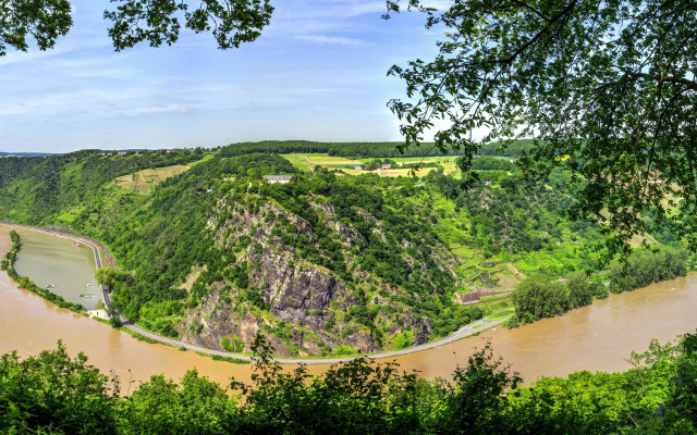 River forest hillside matte painting free wallpaper - medium preview image