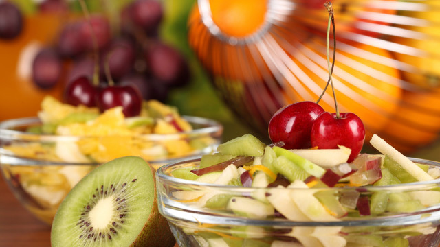 Fruit salad cherries kiwis abstract free wallpaper - medium preview image