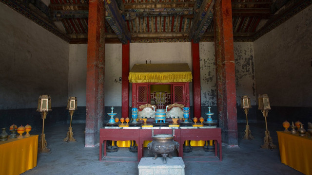 Yellow table cloth shrine stairs free wallpaper - medium preview image