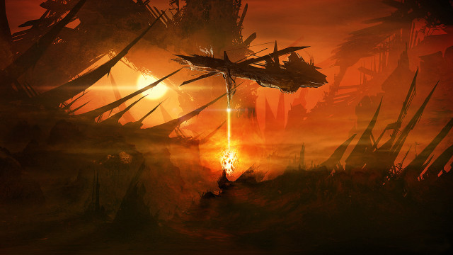 Sci fi space battle burning free wallpaper - medium preview image