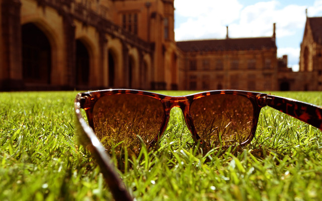 Sunglasses greenfield clocktower tiltshift blurry free wallpaper - medium preview image