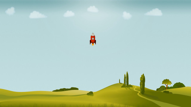 Red rocket green field trees free wallpaper - medium preview image