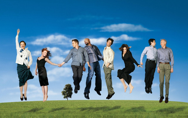 Jumping people surrealism promotional felix free wallpaper - medium preview image