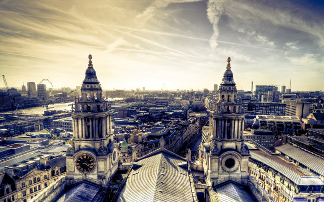 City clocktower river cloudy sky free wallpaper - medium preview image
