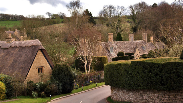 Road houses hill trees arts free wallpaper - medium preview image