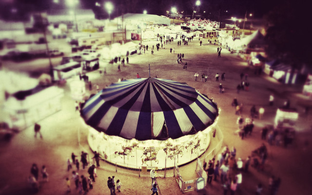 Carousel night tiltshift tent people free wallpaper - medium preview image