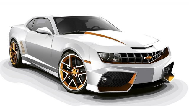 White car gold stripes hood free wallpaper - medium preview image
