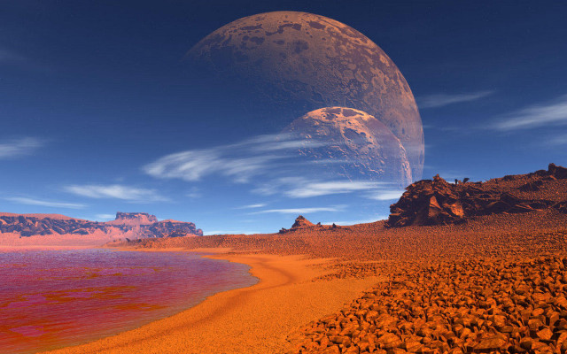 Planet moon redlake city night free wallpaper - medium preview image