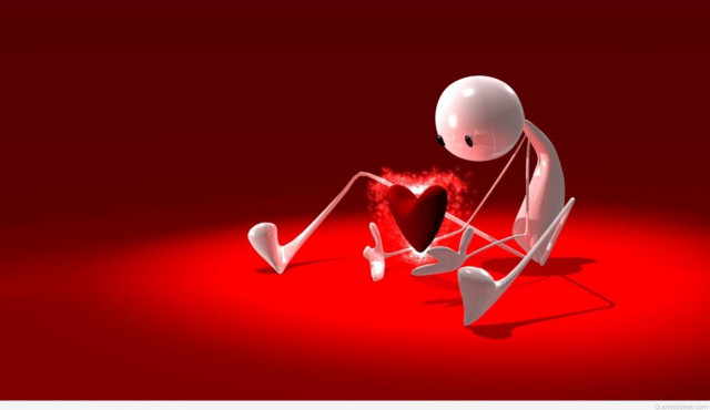 Person sitting red floor heart free wallpaper - medium preview image