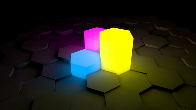 Colorful object black background hexagonal free wallpaper - medium preview image