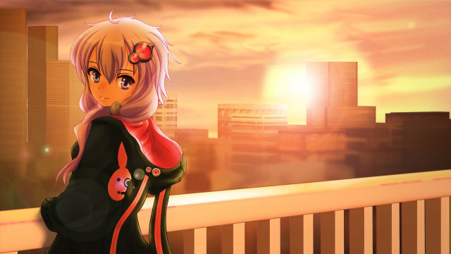 Black dress woman balcony city free wallpaper - medium preview image