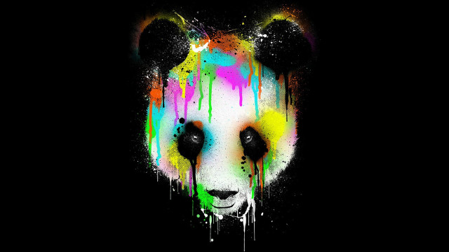 Panda colorful paint drips graffiti free wallpaper - medium preview image