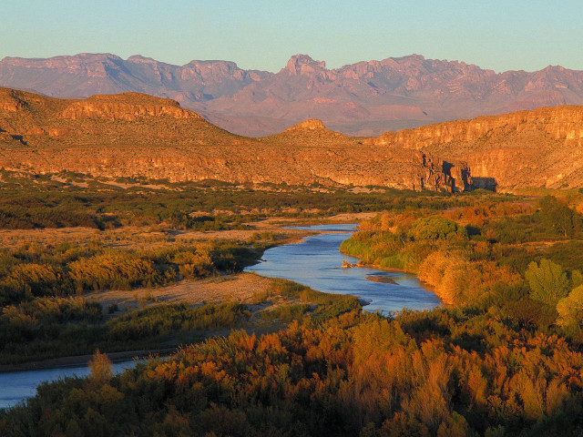 River valley mountains autumn leaves free wallpaper - medium preview image