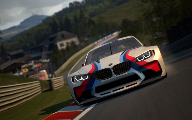 Bmw racecar mountain cloudy sky free wallpaper - medium preview image