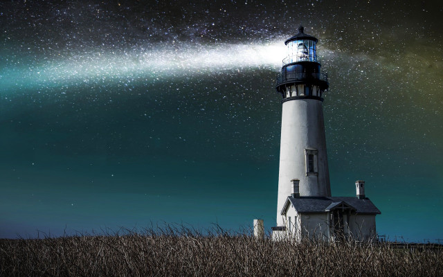 Lighthouse starry sky bright light free wallpaper - medium preview image