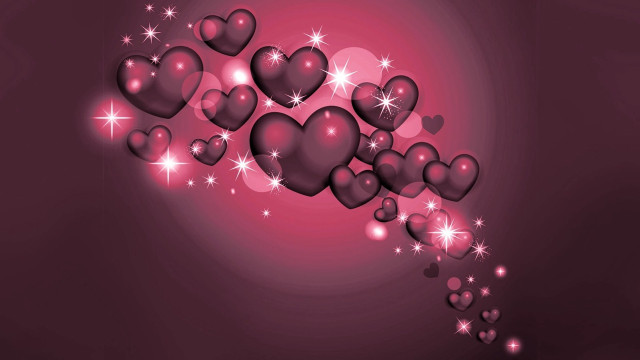 Hearts flying sparkles purple background free wallpaper - medium preview image