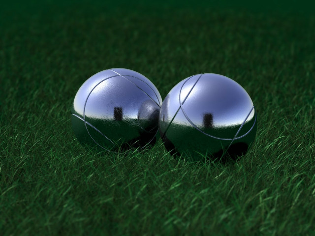 Metal balls grass field green free wallpaper - medium preview image