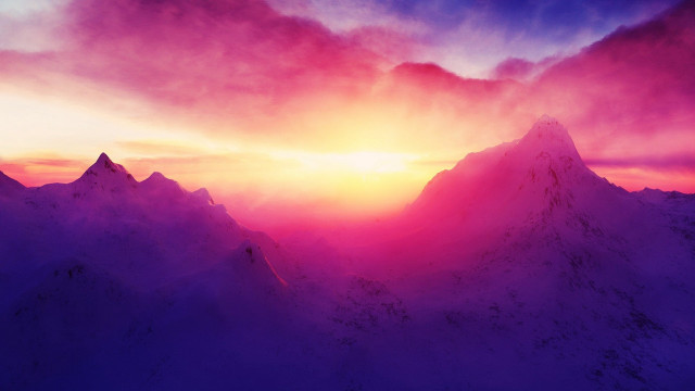 Sunset mountain range clouds orange #3 free wallpaper - medium preview image
